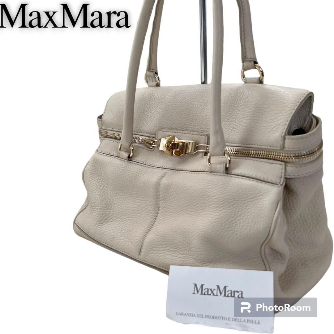 バッグ一覧はこちらMAX MARA ハンドバッグ レザー ベージュ ゴールド ...