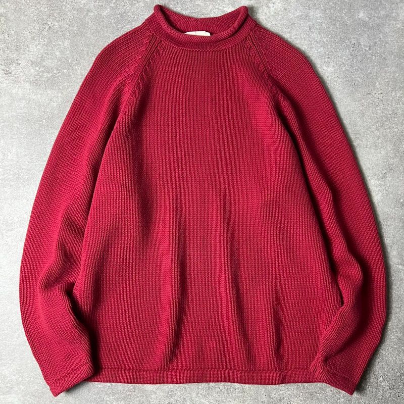 90s 巨人タグ J.CREW ロールネック コットン ニット セーター L / J 