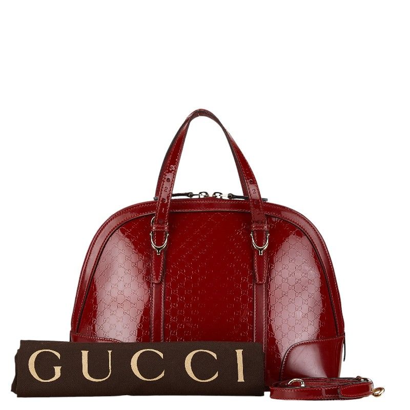 グッチ マイクロGG ハンドバッグ ショルダーバッグ 2WAY 309617 レッド エナメル レディース GUCCI【1-0170543】