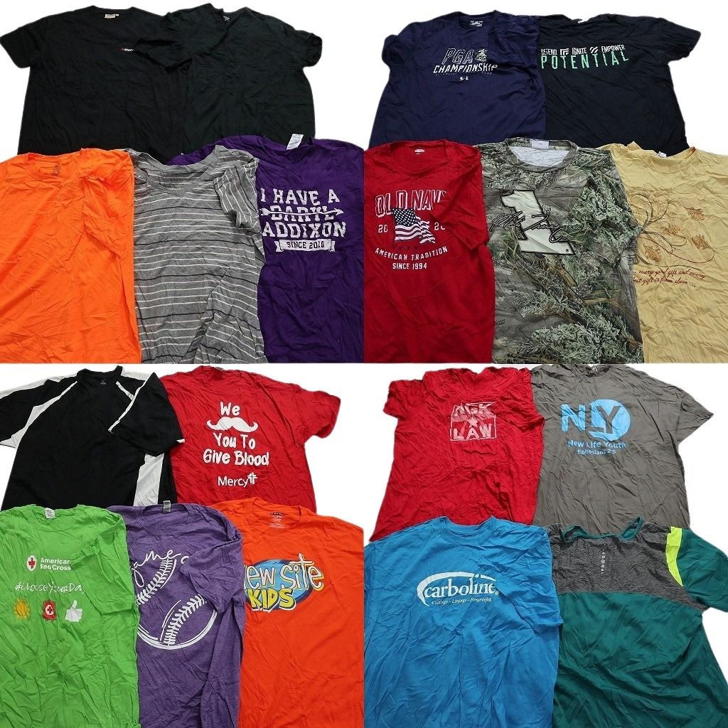 SALE 古着卸 まとめ売り カラーmix プリント 半袖Tシャツ 19枚セット (メンズ XL ) 無地 ボーダー 英字プリント リアルツリー MT1957