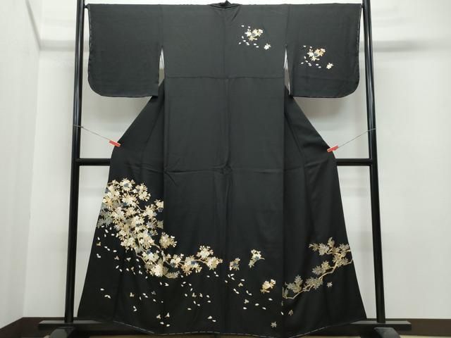 平和屋着物○訪問着 枝桜 黒地 金銀彩 正絹 逸品 CAAS8435vf - メルカリ 