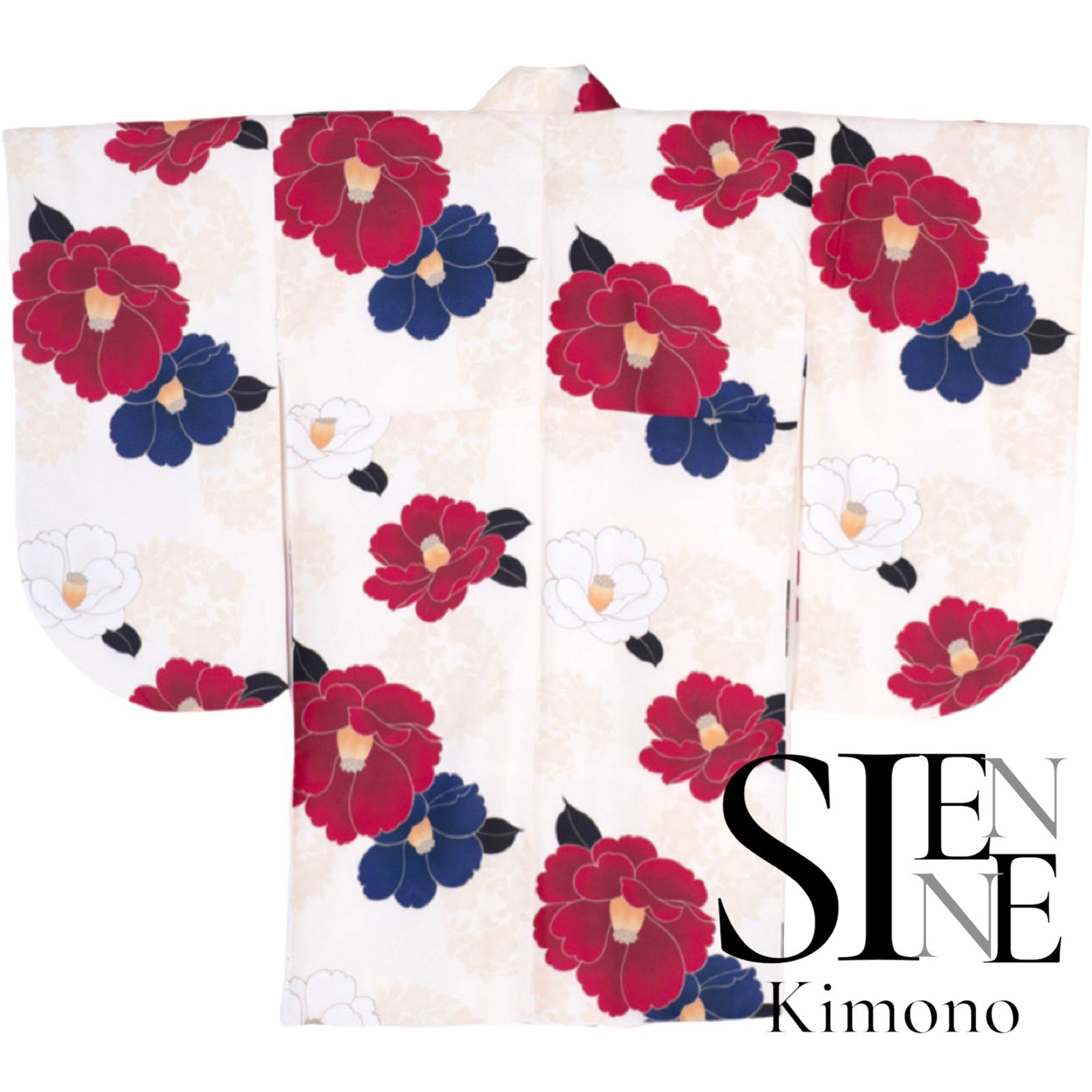 410ag94◎七五三 七歳 女児 着物&袋帯 枝垂桜 蝶 扇 雲取り 金彩