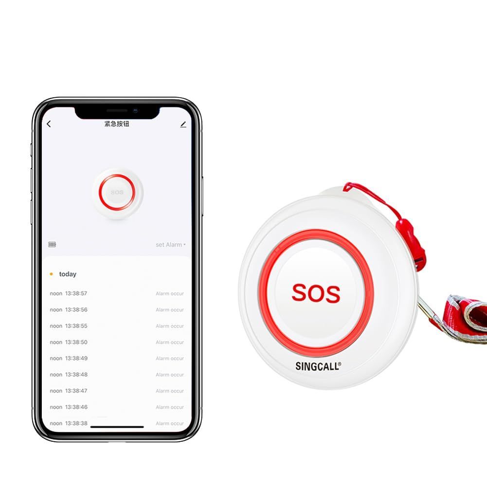 【人気商品】SINGCALL 緊急連絡ボタン ナースコール 家庭用WIFI SOS緊急ボタン 呼び出しベル 介護 高齢者 患者 妊婦 障碍者向け 防水 Tuya Smart