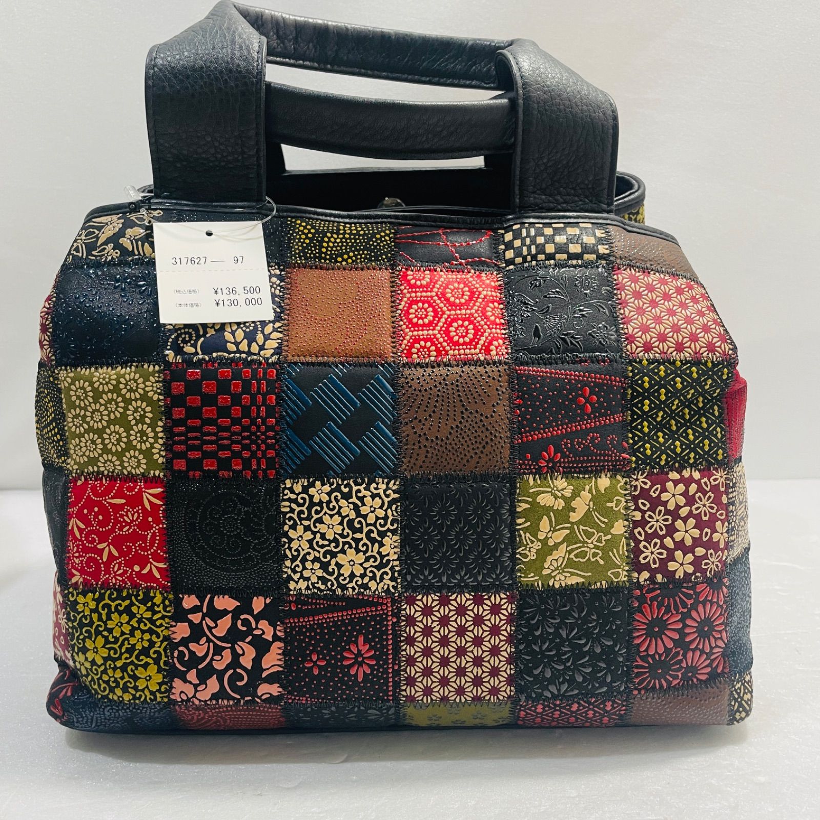 印伝 印傳 本漆 鹿革 マルチパッチワーク ハンドバッグ JRA - メルカリ