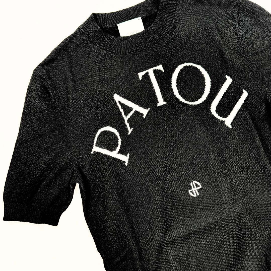 PATOU 半袖セーター ホワイト XS（SS PATOU ロゴ入り ホワイトニット半袖セーター PATOU 半袖セーター
