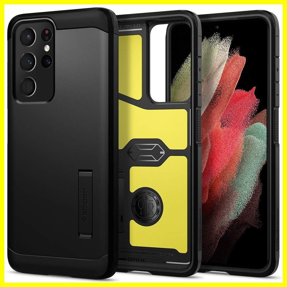 【新着商品】Spigen Galaxy S21 Ultra ケース [ SC-52B ] 耐衝撃 スタンド機能 米軍MIL規格取得 三層構造 カメラ保護 傷防止 衝撃 吸収 Qi充電 ワイヤレス充電 タフ・アーマー ACS02354 (ブラック)