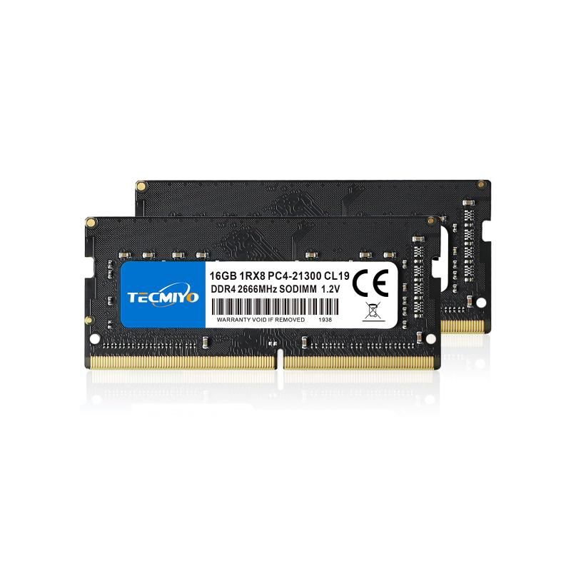 TECMIYO ノートPC用メモリ DDR4-3200 PC4-25600 16GB×2枚 32GB 260Pin 1.2V CL22 DDR4 2666 2X16gb ブラック