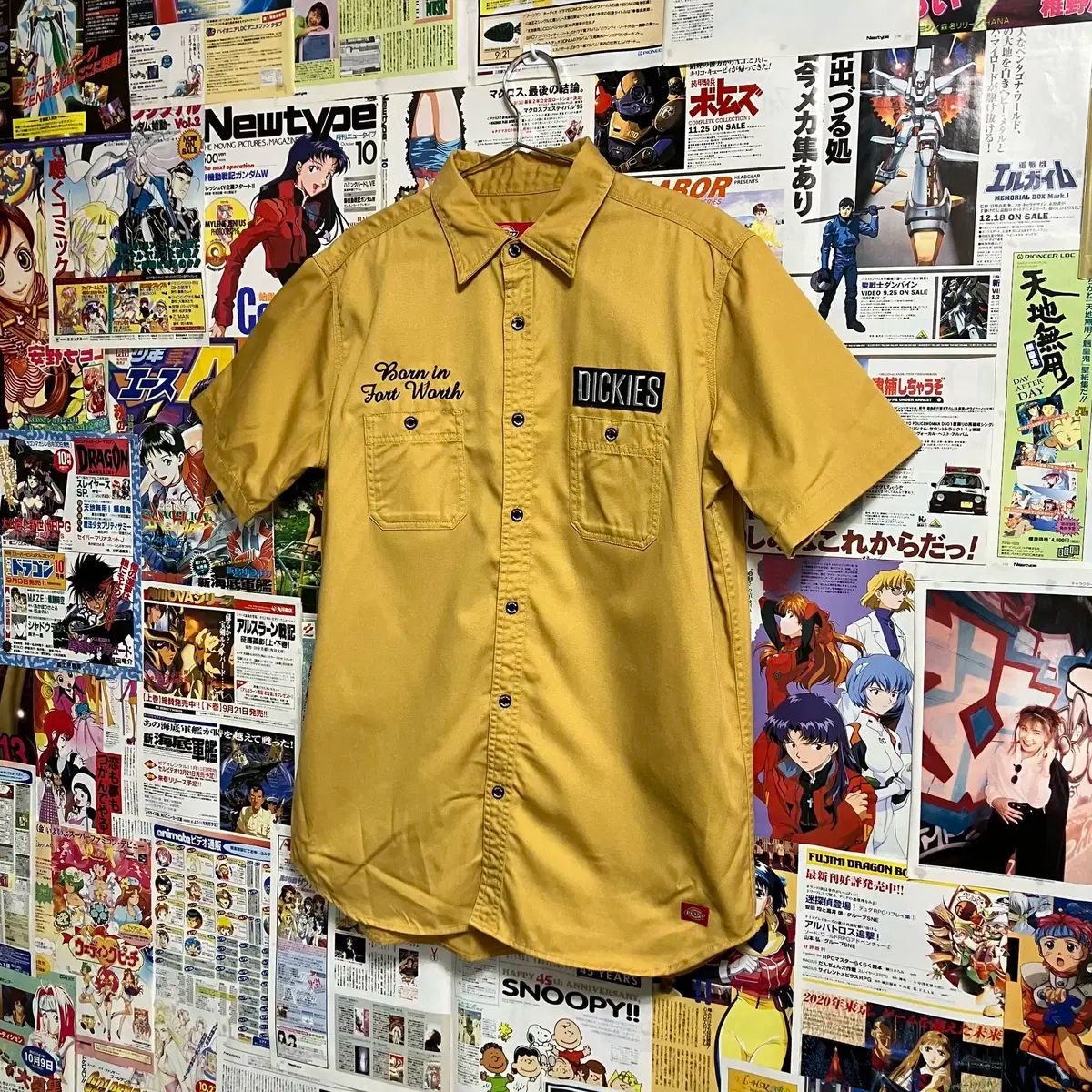 Dickies ディッキーズ マスタード 刺繡 半袖 シャツ