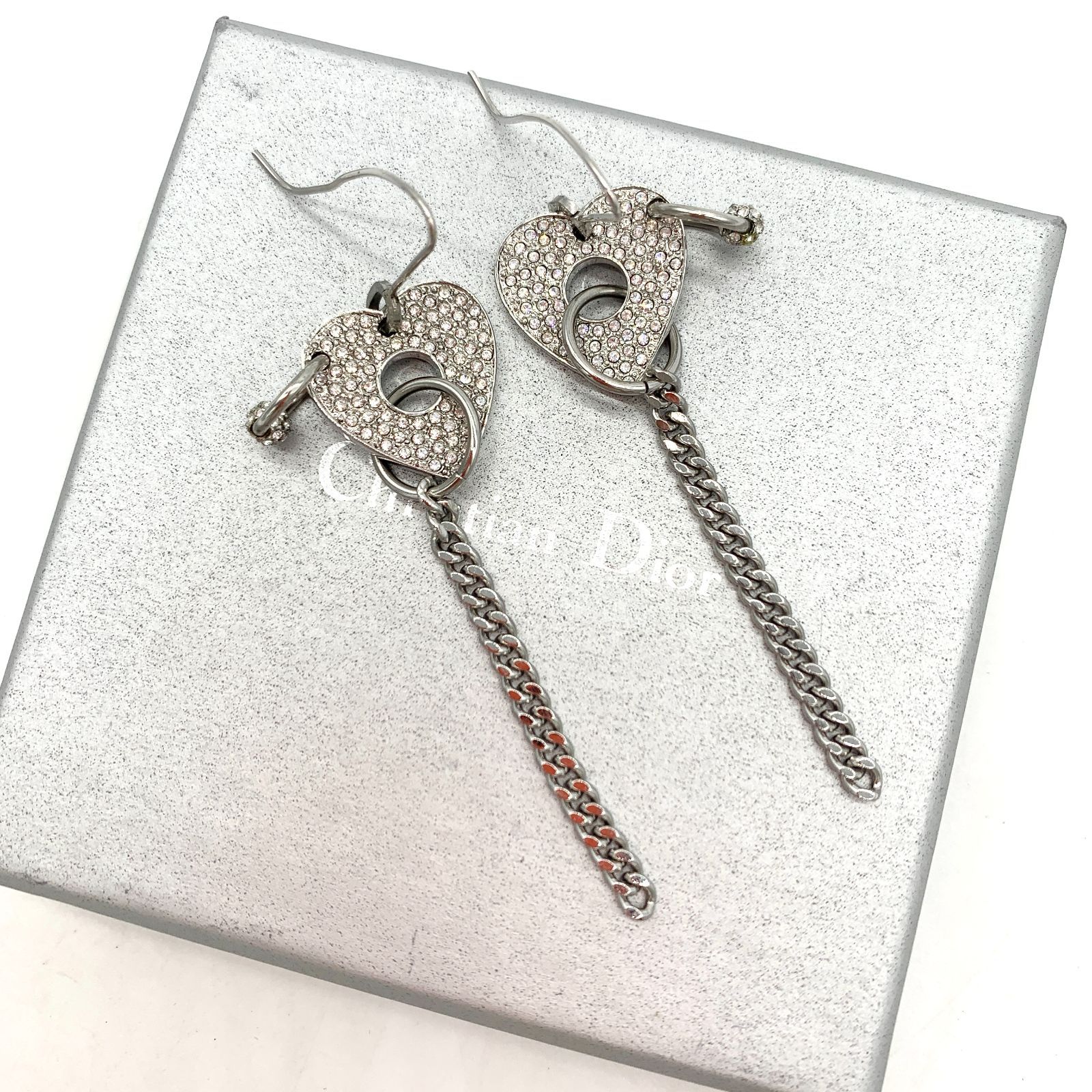 Dior シルバー ハート型 ピアス Christian Dior クリスチャンディオール ハート ピアス シルバー