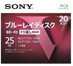 「非常に良い」SONY ソニー ブルーレイ BD-RE くり返し録画用　25GB　 Vシリーズ 20BNE1VLPS2 (20枚入 )