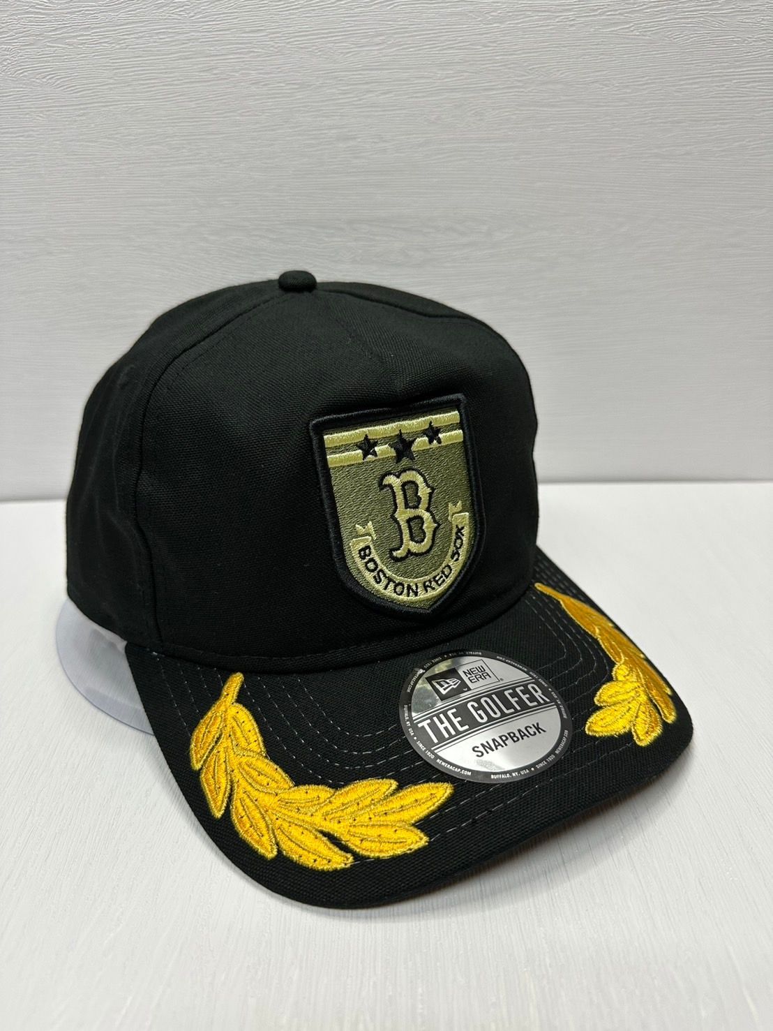 Newera ボストンレッドソックス ミリタリーパッチ Golfer スナップバックキャップ ブラック