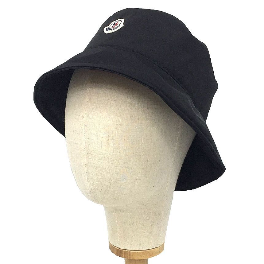美品 MONCLER モンクレール ロゴ バゲットハット Sサイズ ブラック 黒 