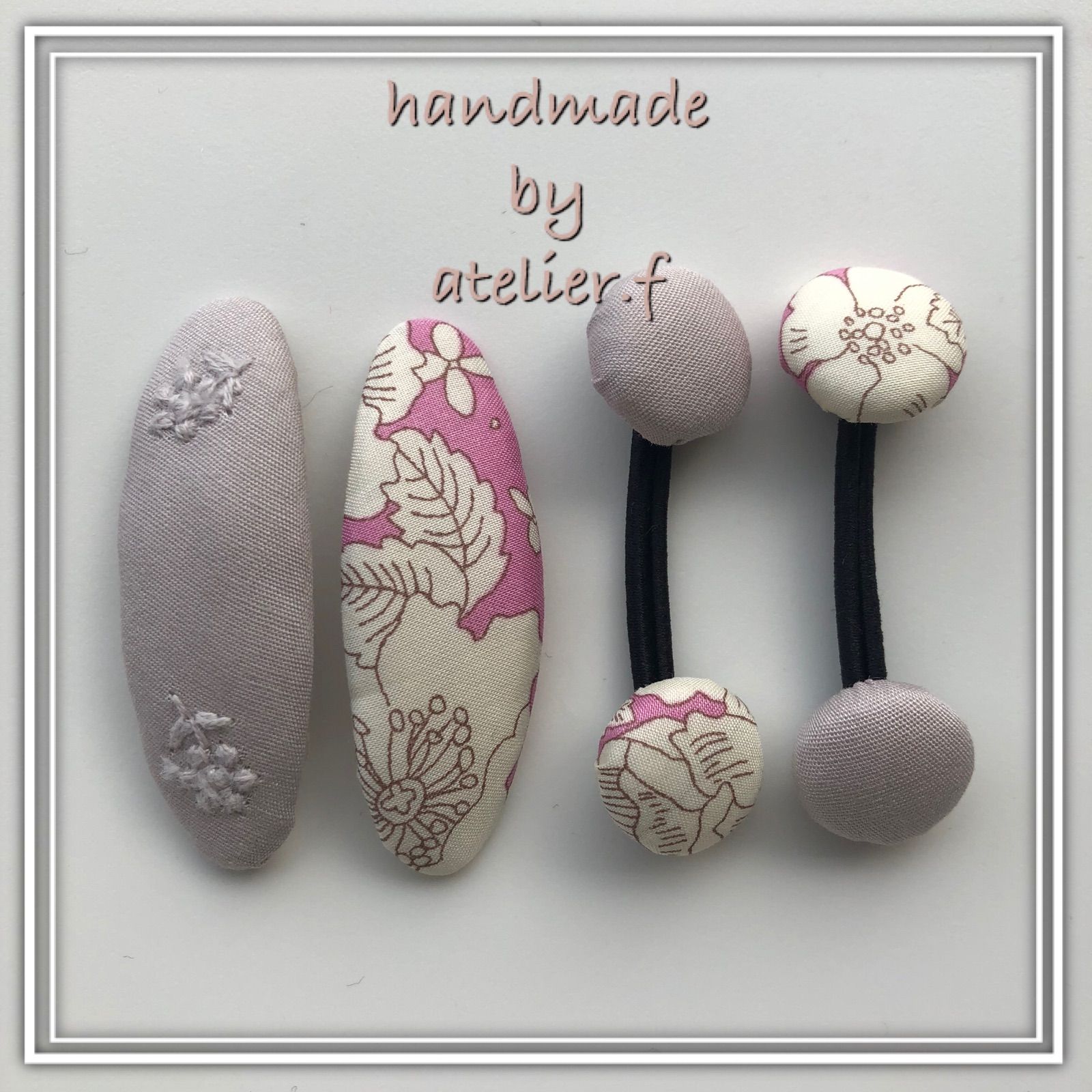 201】リバティプリント ハンドメイド オーバルパッチンピン ヘアピン 3