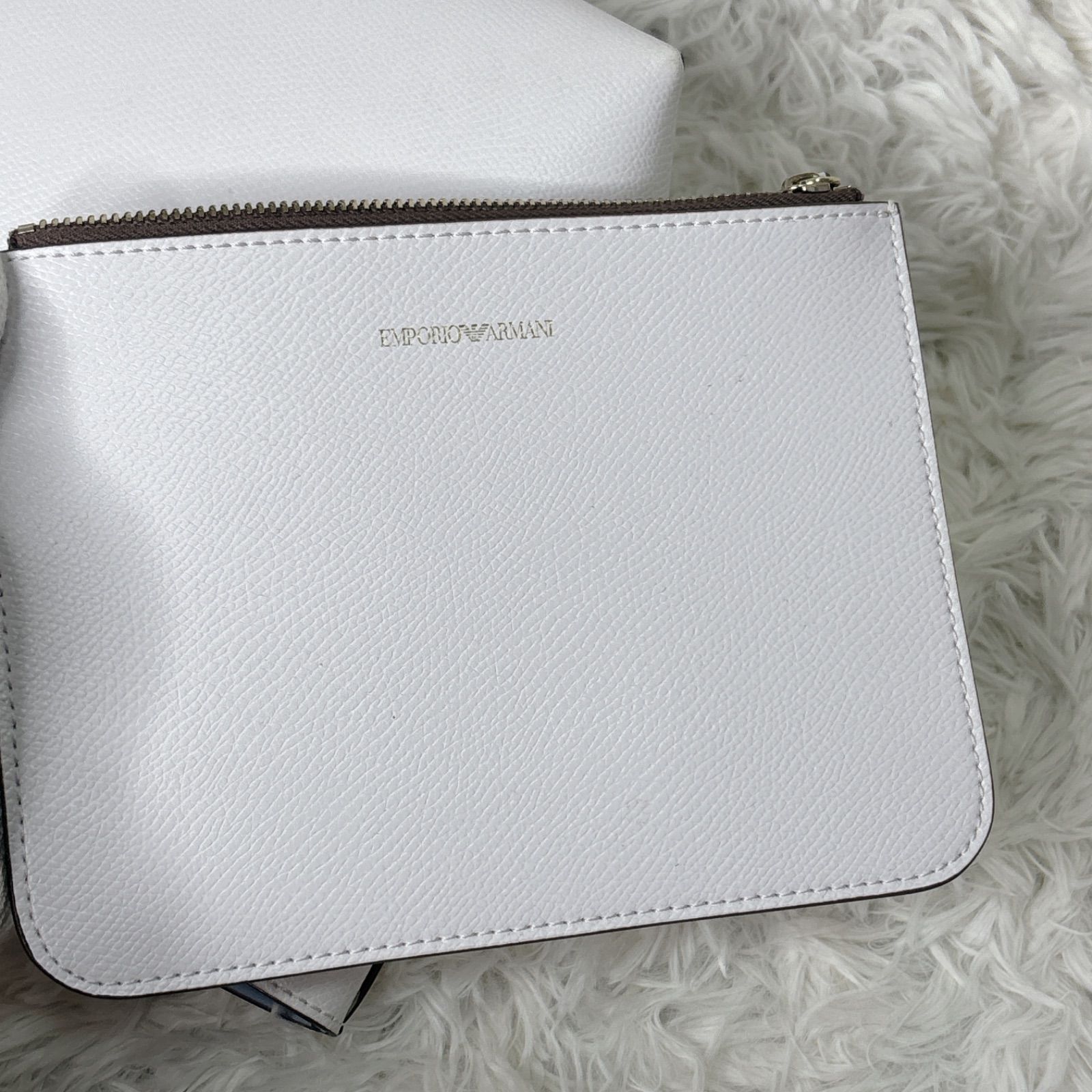 ARMANI エンポリオアルマーニ ホワイト トートバッグ ポーチ付き ワン 