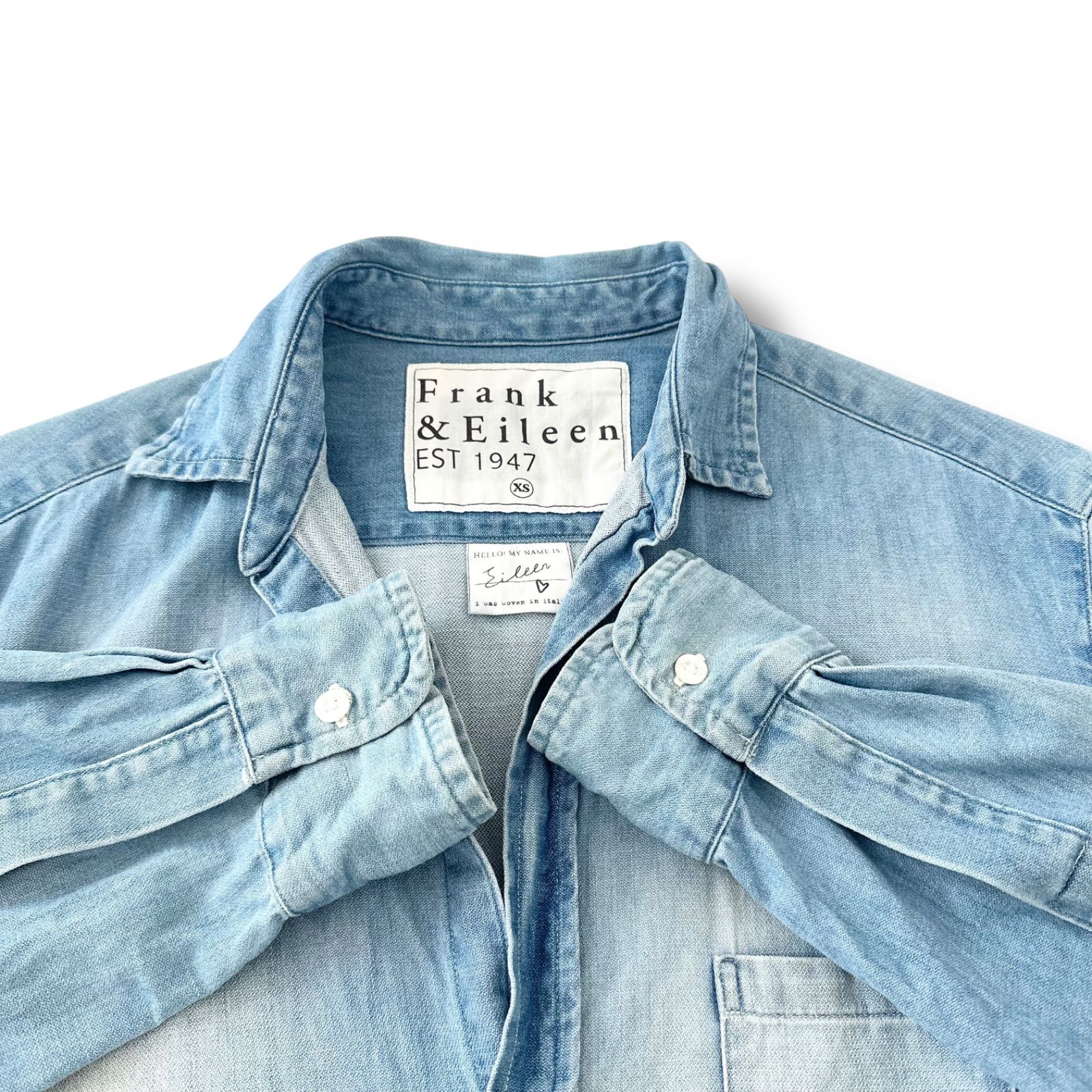 希少Eileen✨フランクアンドアイリーン スキッパーシャツ デニム 水色 S フランクアンドアイリーン EILEEN スキッパー デニムシャツ クラシック