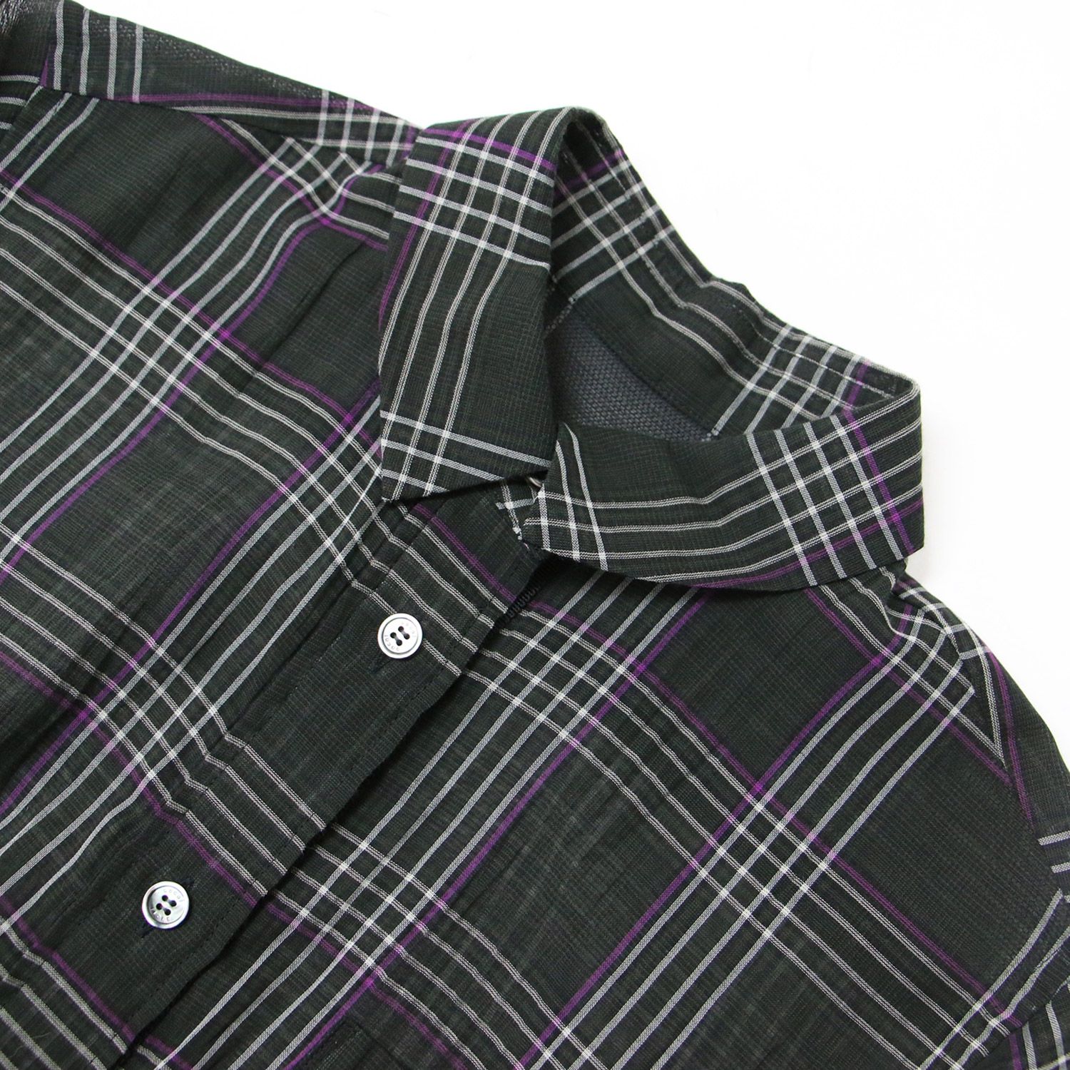 美品 Sacai サカイ シャツ カーキ 2(M) シアー グレンチェック 