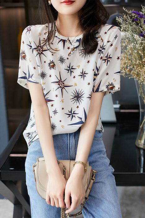 ブラウス レディース 40代 春夏 オシャレブラウス シフォンブラウス おしゃれ プリント 上品 Tシャツ 半袖トップス カジュアル 通勤 ゆったりtシャツ 30代 50代 ブラウス レディース 40代 春夏 オシャレブラウス シフォン