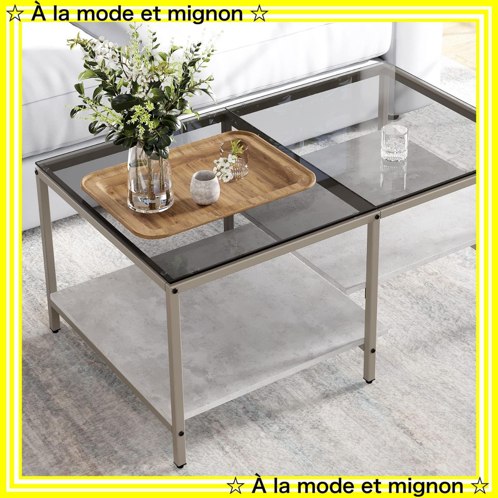 HOMOOI ローテーブル センターテーブル コーヒーテーブル スチールフレーム Amazon.co.jp: HOMOOI ローテーブル センターテーブル ガラステーブル