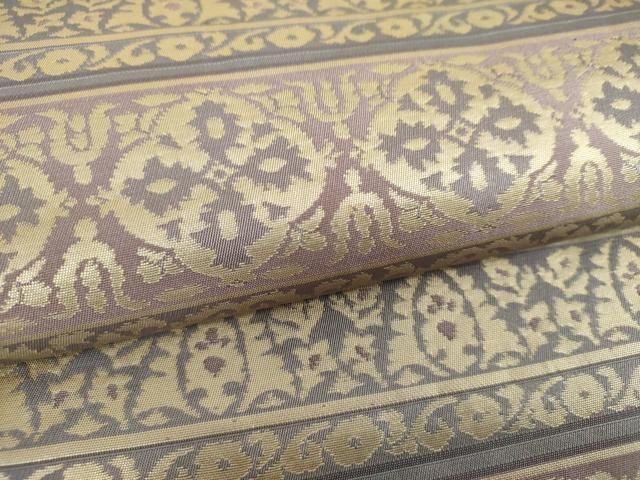 平和屋着物○六通柄京袋帯 名物裂花文 花兎 金糸 正絹 逸品 DAAX4889ps