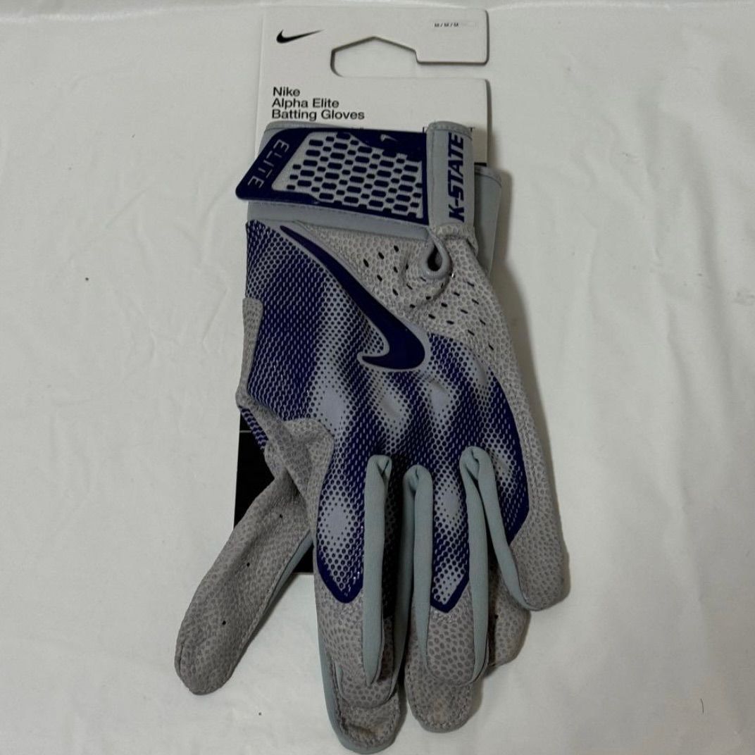 NIKE Alpha Elite グレー パープル Mサイズ バッティンググローブ ナイキ ジョーダン 革手 バッテ バッティンググラブ