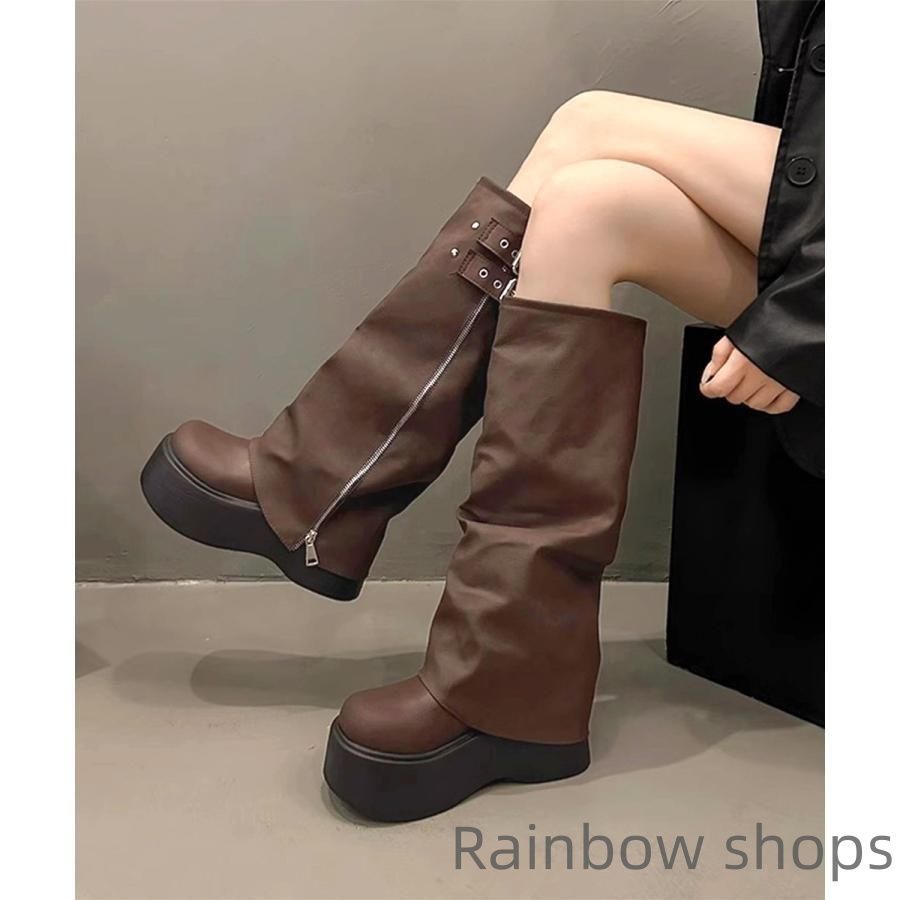 新品未使用】カバーロングブーツ厚底 ルーズシルエット lvcp160
