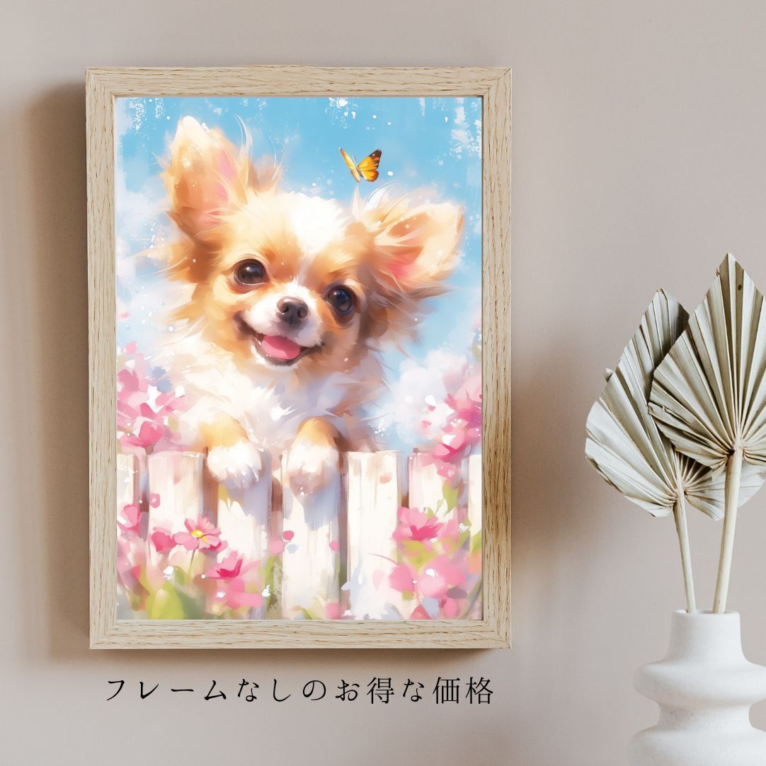 販売 【蝶犬戯舞 - チワワ犬の子犬 No.5】ジークレー版画＊名入れOK