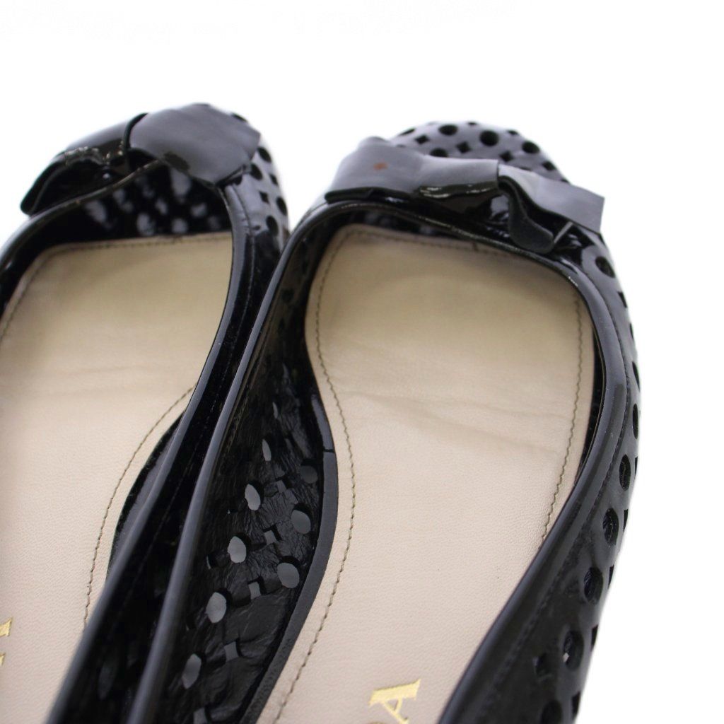 プラダ PRADA バレエシューズ フラットシューズ エナメル リボン