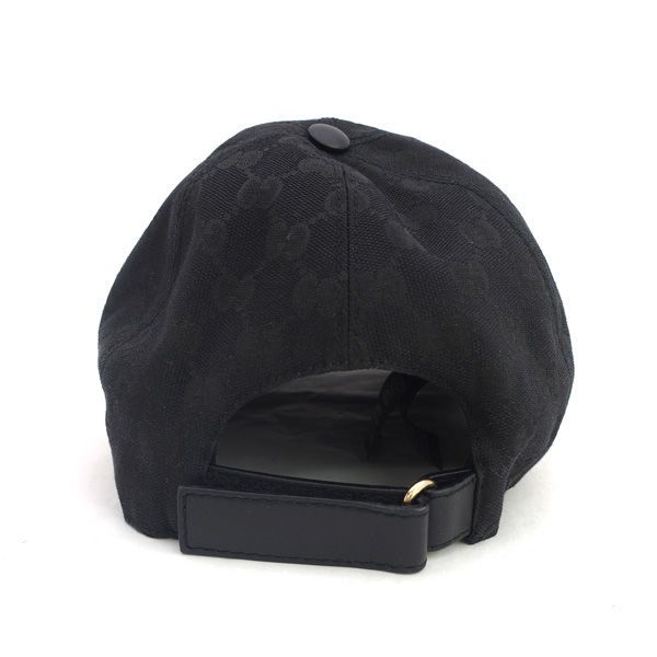 GUCCI グッチ キャップ L 黒 ブラック シェリー GG キャンバス
