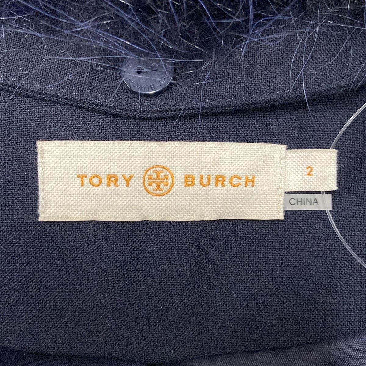 TORY BURCH(トリーバーチ) コート サイズ2 S レディース - ネイビー×白  
