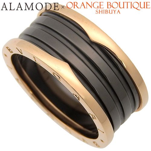 BVLGARI(ブルガリ) ビー・ゼロワン リング 345853 K18 ピンクゴールド PG セラミック リング・指輪 アクセサリー ジュエリー B-zero1 28(68)号 ピンクゴールド ブラック黒 メンズ 40802119549【中古】【ア