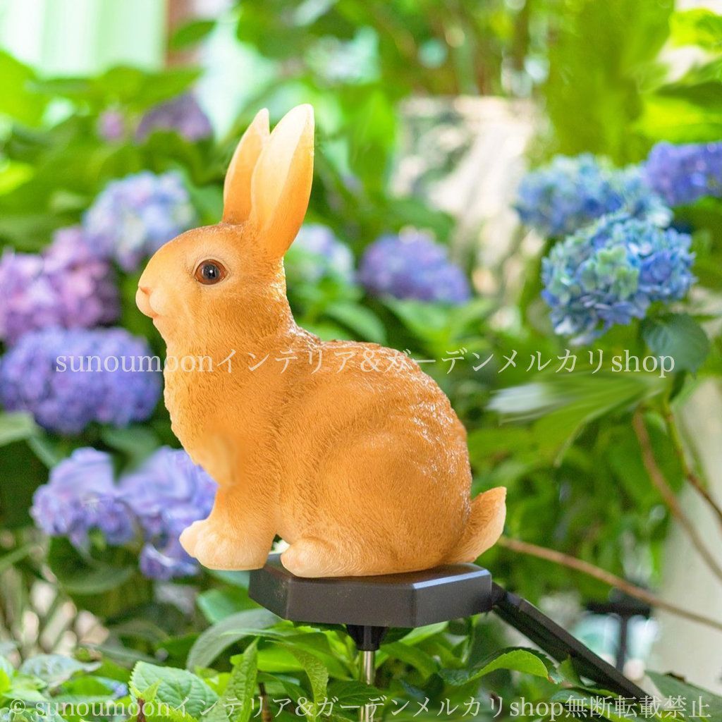 ガーデンランプ おしゃれ ガーデン うさぎ ガーデニング 庭の装飾 インテリア ソーラー 雑貨 太陽光 ガーデンインテリア お洒落 ガーデンオブジェ 樹脂 動物 ガーデンライト ブラウン ガーデン雑貨 ラビット アニマル 8-14