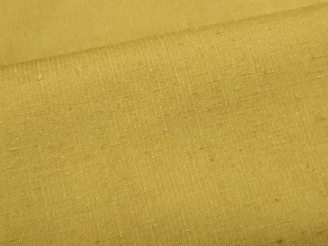 平和屋着物○本場真綿絢結城紬 色無地 黄橡色 証紙付き 正絹 逸品