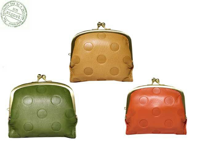 アンシグネット un signet カウレザードット柄 折り財布 二つ折り財布