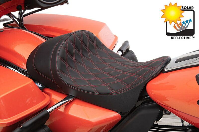 EZ MOUNT ロープロファイル&フォワードポジション ソロシート ダブルダイヤモンド レッドステッチ 2008〜25年ツーリング