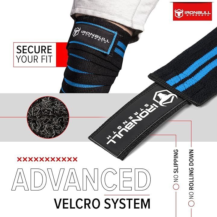 Iron Bull Strength ニーラップ 1組 80インチ 伸縮性膝と肘のサポート