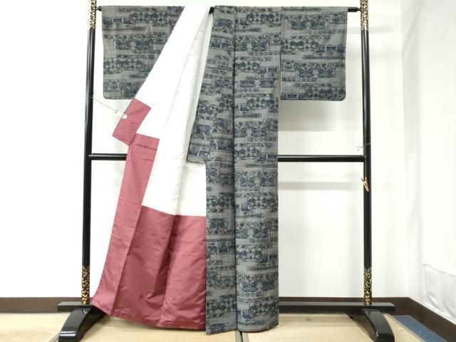 平和屋着物＃羽織 紬地 正倉院花文 正絹 逸品 未使用 CAAV5675id