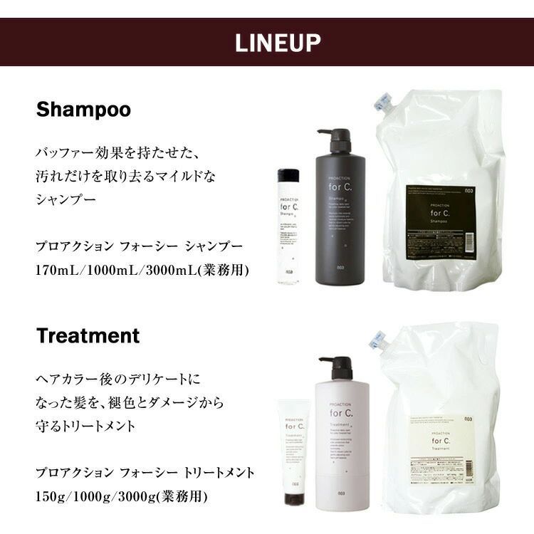 ナンバースリー プロアクション フォーシー シャンプー 3000 ml トリートメント g セット forC 詰め替え用 業務用 美容室 美容院 サロン専売