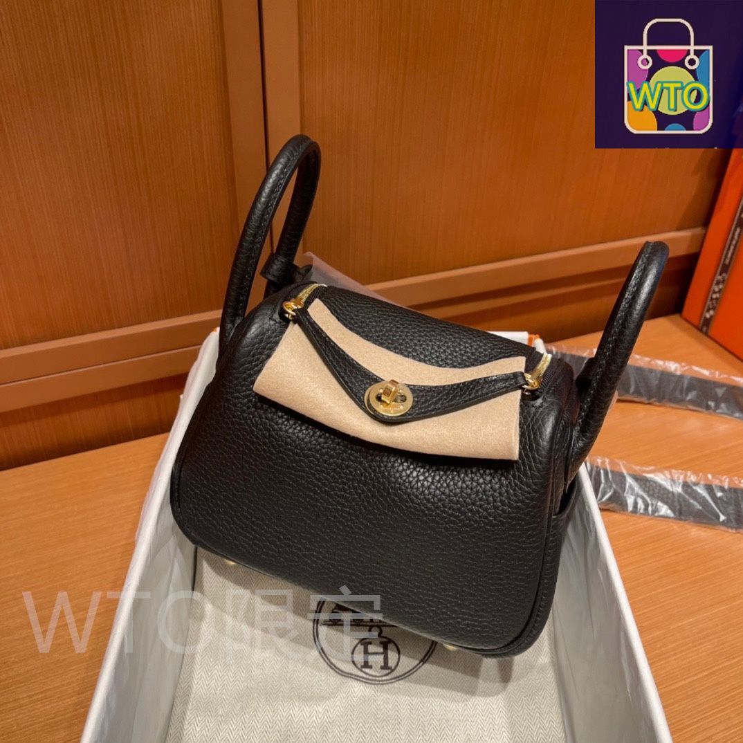エルメス mini lindy ブラック ゴールド バックル レディース