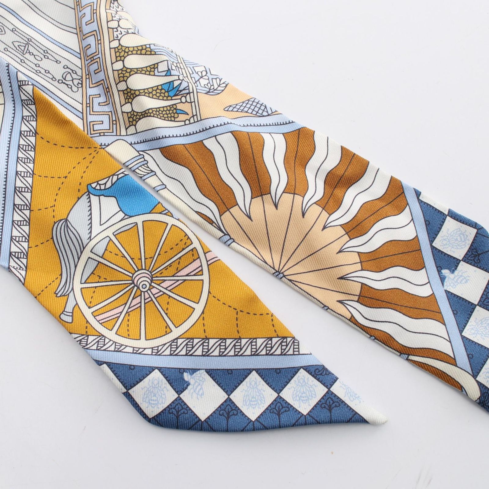 エルメス HERMES スカーフ ツイリー OBJETS DE CURIOSITE ブルー系