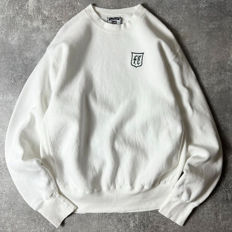 90s USA製 Lee ロゴ 刺繍 RWタイプ スウェット トレーナー L / 90年代 アメリカ製 オールド リバース ホワイト 白