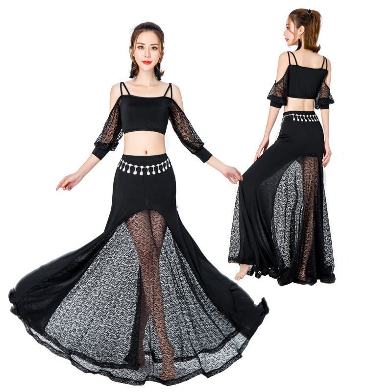 ベリーダンス衣装 ダンスウェア レディース 社交ダンス ダンス服 セット 衣装 練習服 練習着 モダン モダンスカート 社交ダンス衣装 ロング丈 フレア ステージ衣装 舞台服 社交ダンスドレス