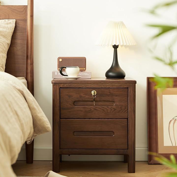 美品　MU RONG サイドテーブル アメリカオークウッド ナイトテーブル Amazon.co.jp: MU RONG サイドテーブル アメリカオークウッド ナイト