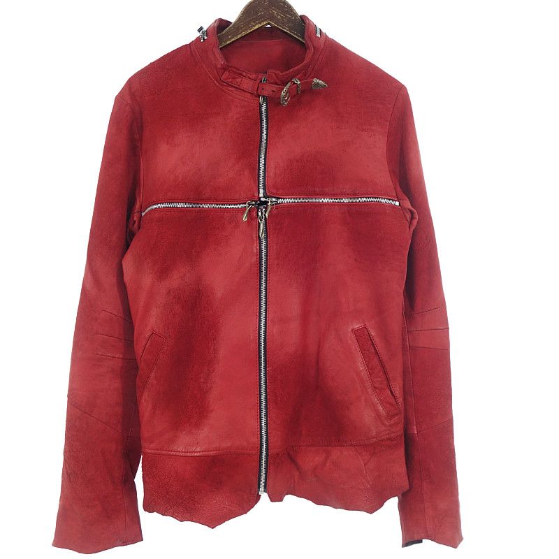 フォーティーンスアディクション/14TH ADDICTION CROSS ZIP JKT レザーライダース  レッド ジャケット レッド  サイズ メンズ3