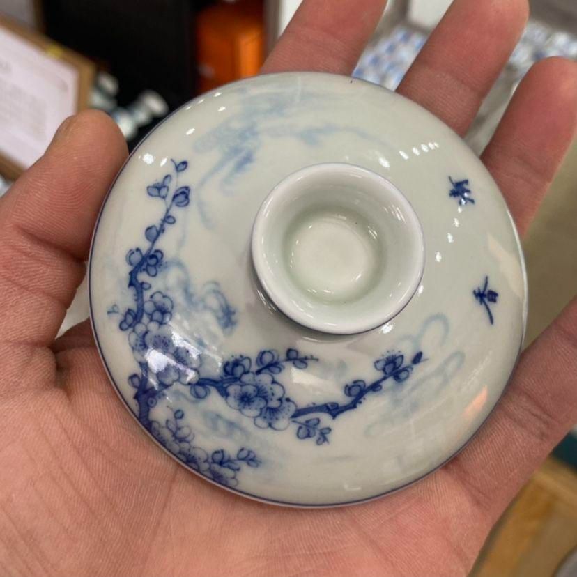 中国茶器 琺瑯万花三才蓋碗 陶磁茶碗 煎茶器 新品未使用 景徳