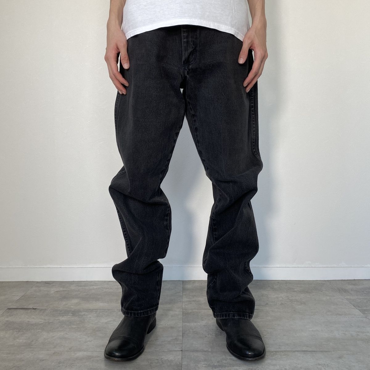 古着 90年代 ラングラー Wrangler ブラックデニム ストレートデニム 