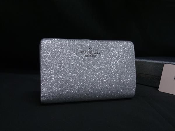 kate spade ケイトスペード K4714 レザー グリッター ラメ 二つ折り 財布 ウォレット シルバー系 BN2926