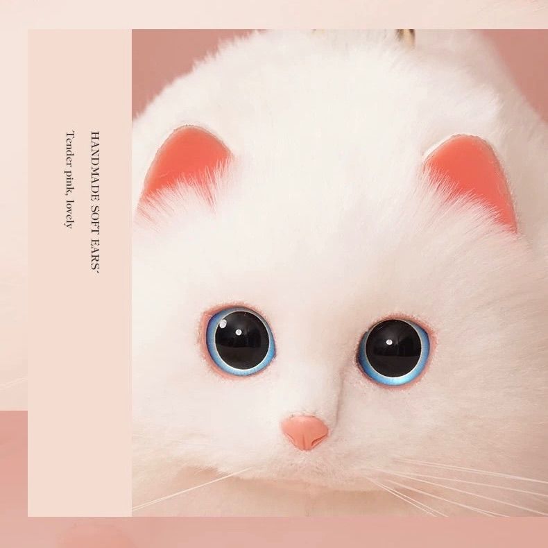 Mサイズ もふもふリアルな可愛い猫バッグ 白猫 ファー 猫 グッズ