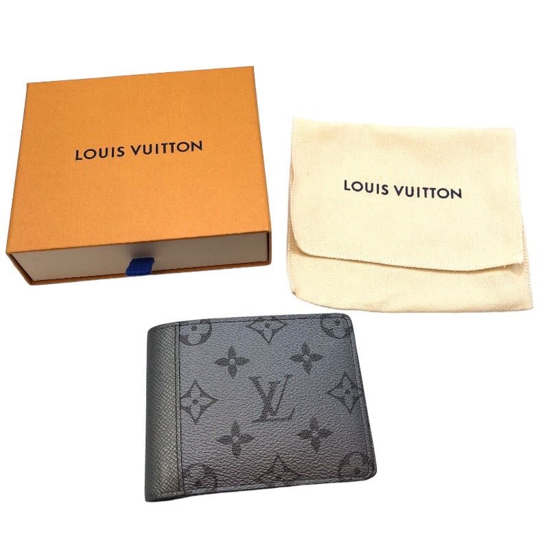 ルイ・ヴィトン LOUIS VUITTON ポルトフォイユ・ミュルティプル M30843 グレー カーフ タイガラマ メンズ 二つ折り財布 - メルカリ