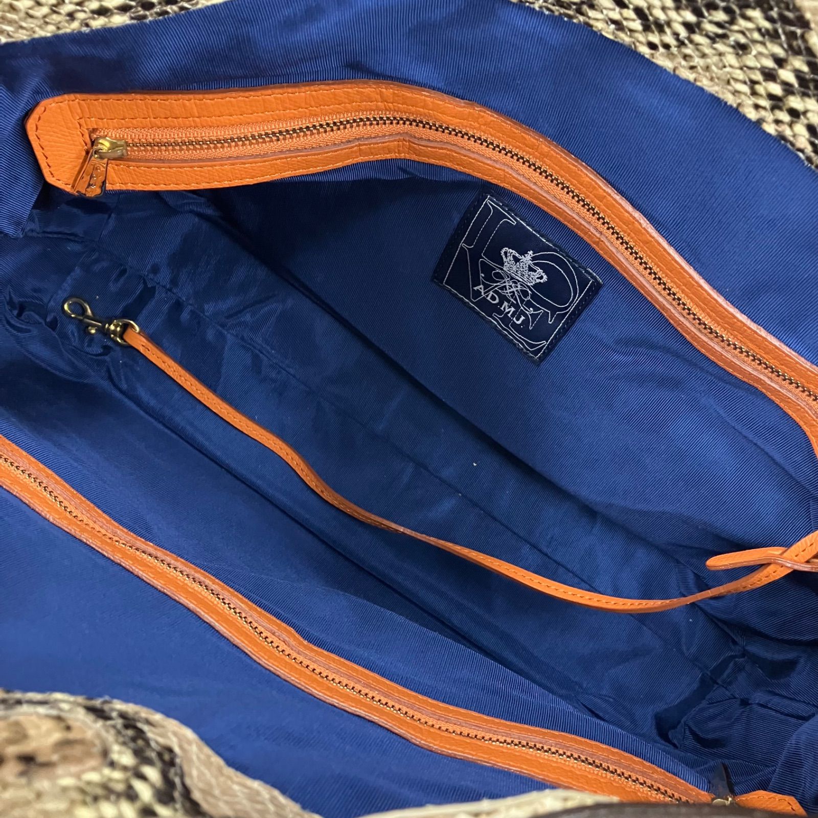 186000 ADMJ リアルパイソンベージュ トートバッグ - メルカリ 