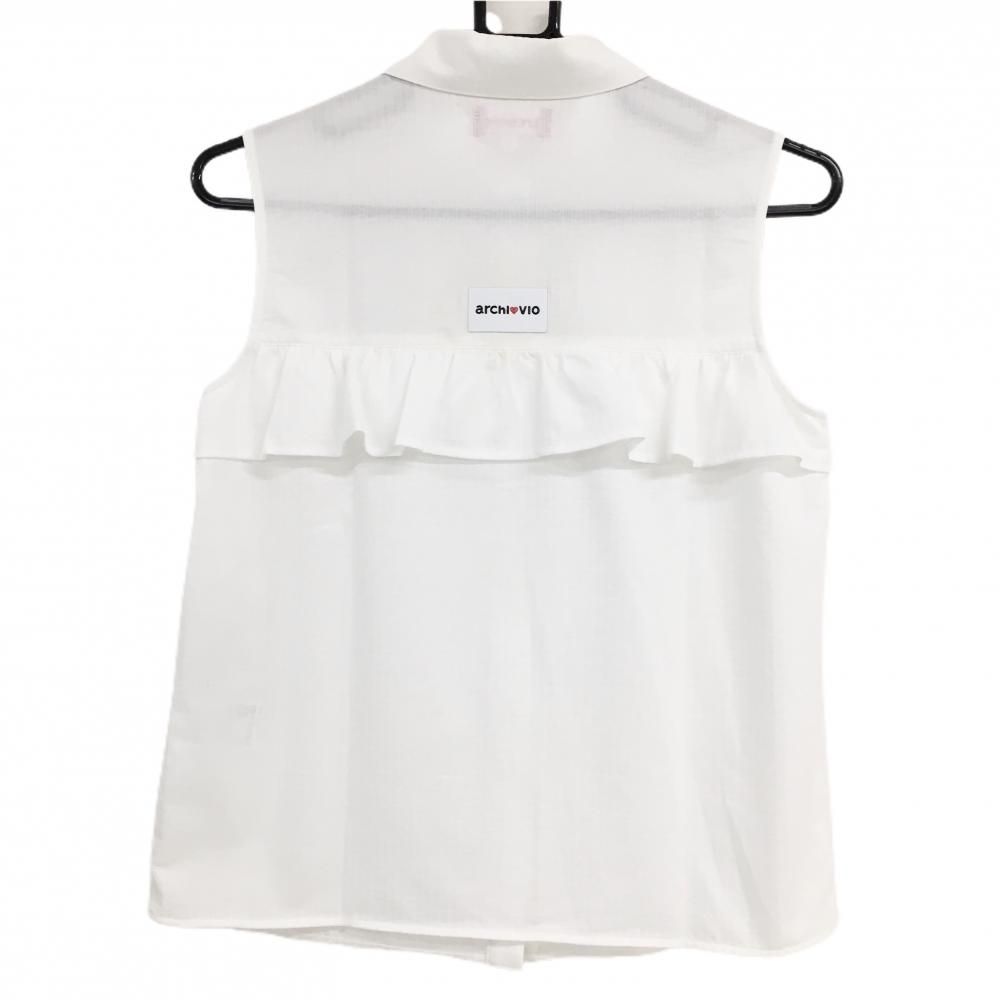 安い 【新品】アルチビオ ノースリーブシャツ 白 ストライプ フリル 冷